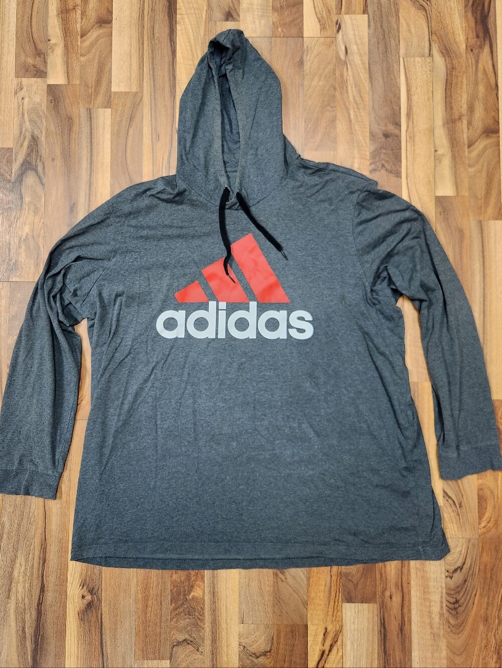 Adidas Mens 3XLT Grey Long Sleeve Hooded Shirt Big & Tall
